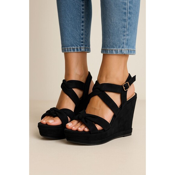 Marker Shoes - Maker's‎ Shoes Women's Black Suede Platform Sandals Size 6 & 7 New